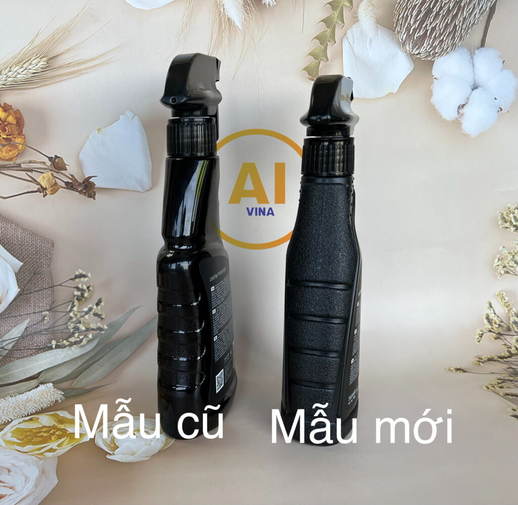 thiết kế mới của chai 9955 bên phải, mẫu cũ bên trái