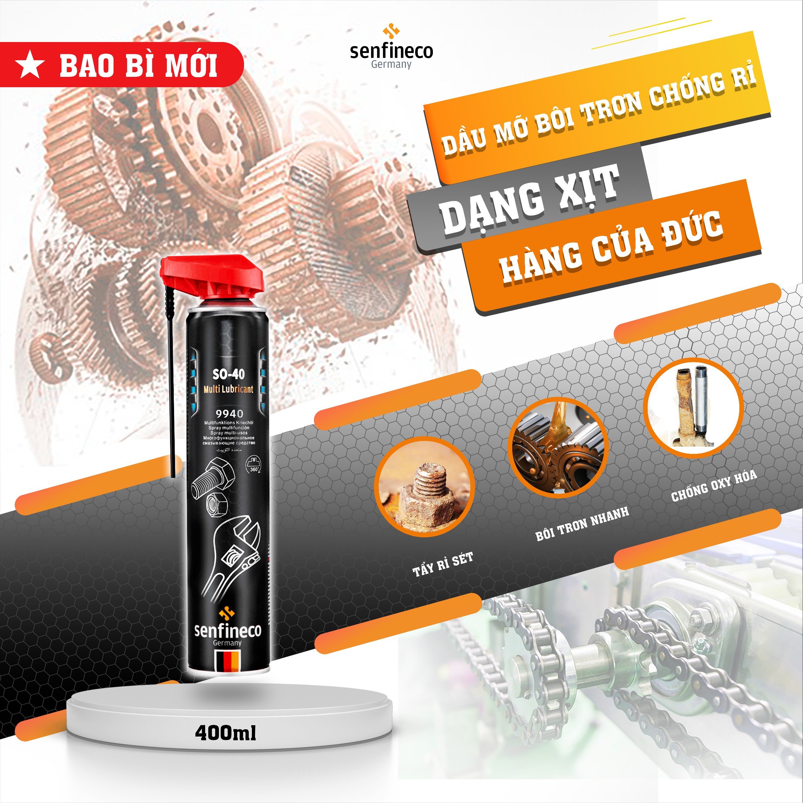 Senfineco 9940: Dầu SO-40 bôi trơn chống oxy hóa