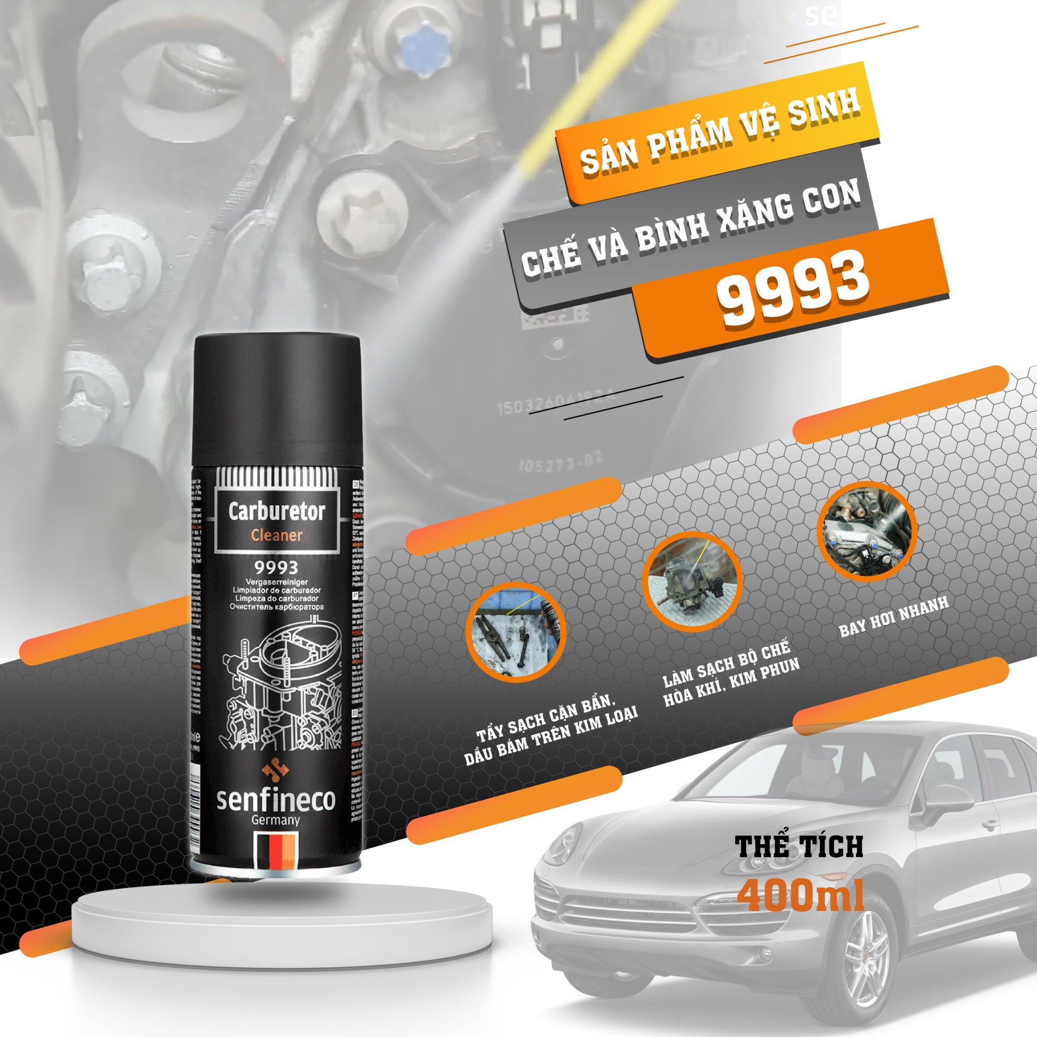 Vệ sinh chế và bình xăng con Senfineco 9993